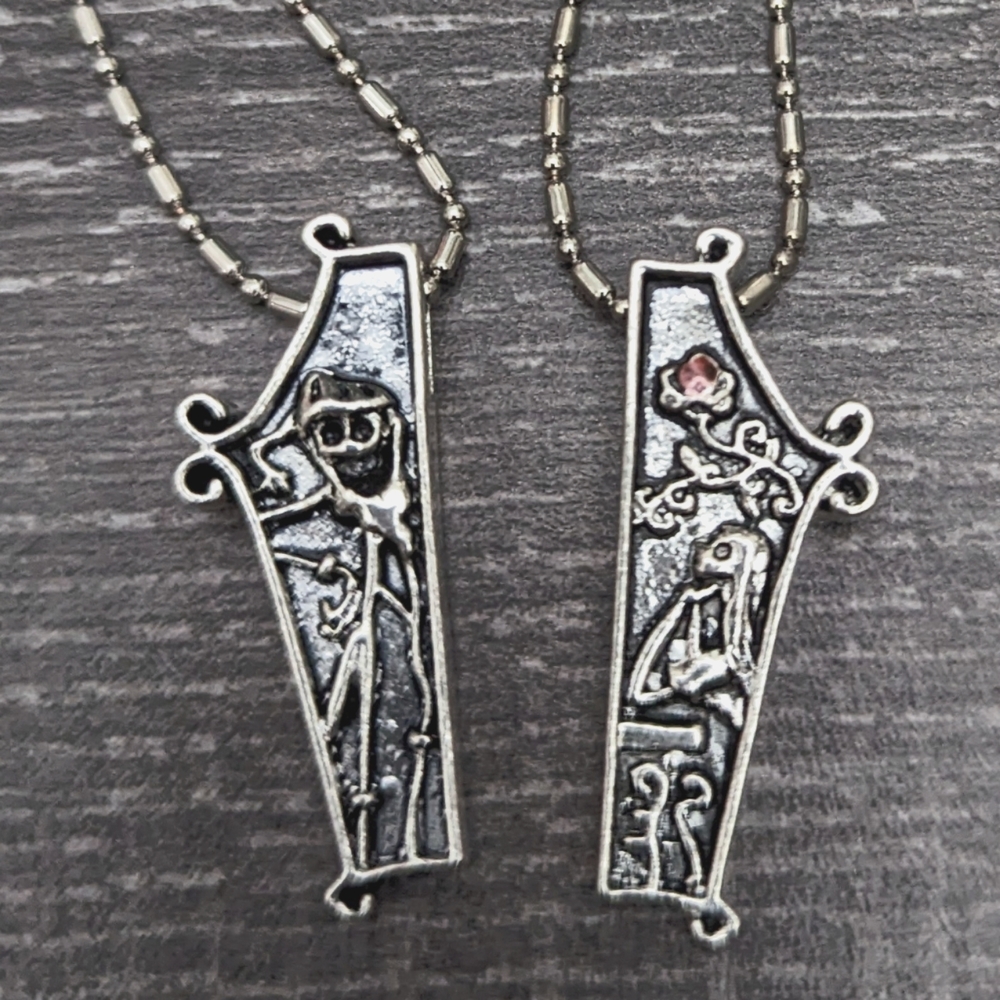 Jack Skellington and Sally Valentine's Day Necklace Set, NWOT